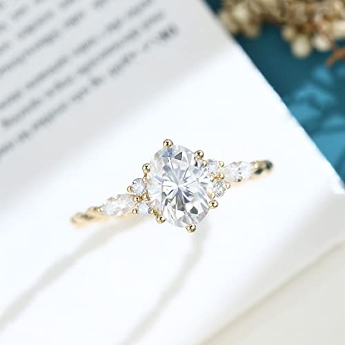 1.25 carat Oval Moissanite engagement ring for Women 10k/14k/18k Yellow White Gold engagement ring Vintage twisted Promise ring Wedding Anniversary for Her Free Engraved4