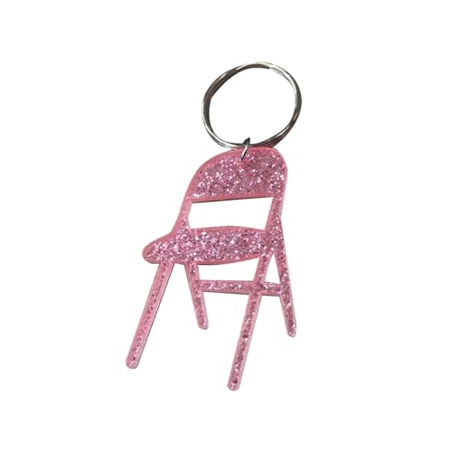 2023 New Fun Chaise Pliante Porte-clés Pendentif Double Imprimé Chaise Pliante Acrylique Imprimé Porte-clés Porte-clés Blanc Éléphant Cadeau Ornement (1...