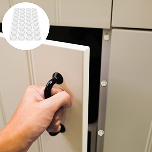 32pcs Adhesive Bumper Pads Clear Rubber Feet,11x3mm Silicone Bumpers Adhesive Buffer Pads,Clear Furniture Buffer Pads for Cabinet Doors,Drawers,Glass Tops,Cupboard,Picture Frames(Cylindrical)