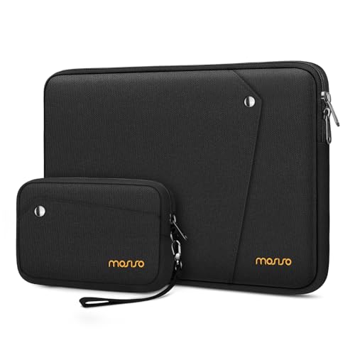 MOSISO 360 Protective Laptop Case 13-14 inch, 13.3 inch Laptop Sleeve Compatible with MacBook Air/Pro 13 / Pro 14, HP Dell Acer ASUS, Polyester Vertical Bag with Front Button&Pocket&Small Case, Black