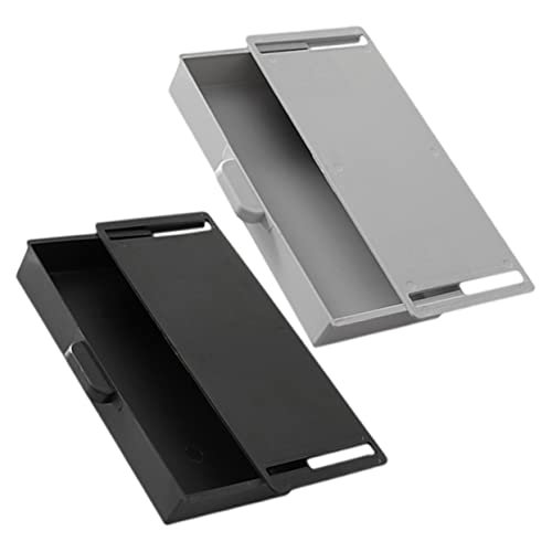 Gogogmee Adhesive under Desk Storage Box 2Pcs Hidden Desktop Drawer Organizer for Office and Home Stationery Supplies Plastic Pencil Tray Space Saving Desk Accessory