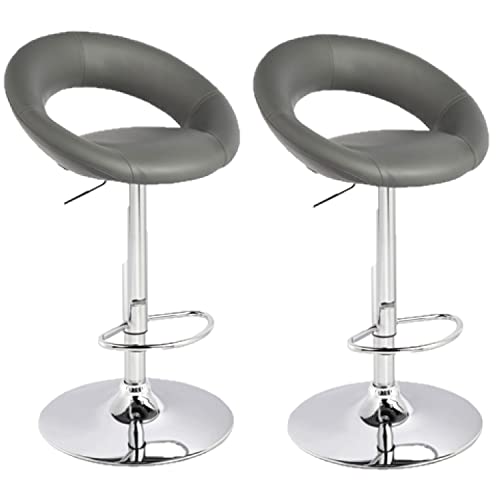 Toilinux.com Lot de 2 tabourets de Bar Sasha Similicuir - Gris