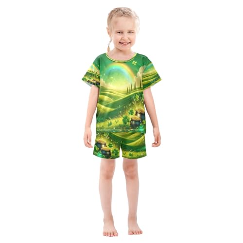 St Patricks Rainbow Pajama Set Short Sleeve Pajamas Shorts Sets Cotton PJS 2 Piece Clothes Set 5Y3