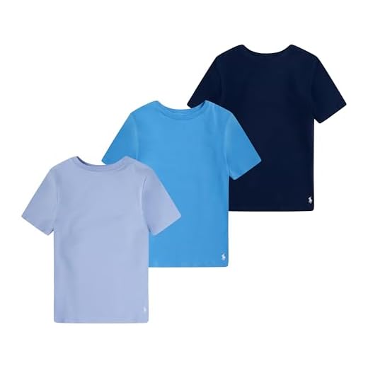 POLO RALPH LAUREN Pacote com várias camisetas de manga curta para meninos, Azul pacote com 3, M