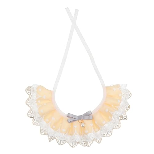 Abaodam 1個 ペットよだれかけ 愛らしい タグ ペットアクセサリー ネッカチーフ こんにちは スカーフ 猫の首輪 グルーミング パーティー Yellow レース