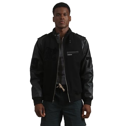 Amazon.com: Members Only Wool Varsity Jacket Men Leather Sleeve