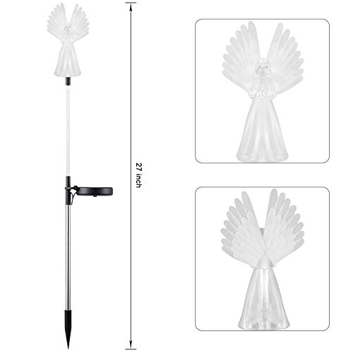 Solar Lights Outdoor - Kearui 2 Pack Solar Stake Light with Fiber Optic Angel Decorative Lights, Multi-Color Changing LED Solar Lights for Yard Decorations, Garden Gifts