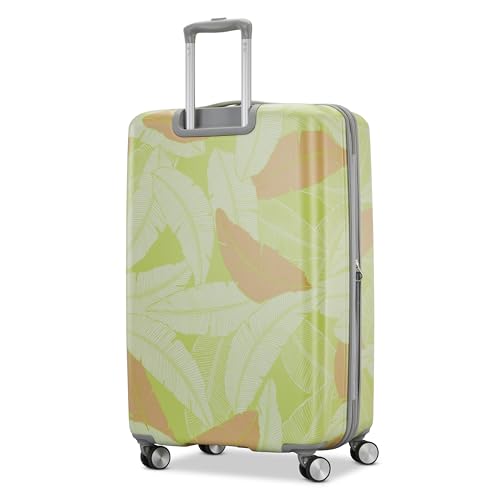 Image of American Tourister Moonlight II Hardside Expandable Luggage with Spinner Wheels, Palm, Large Checked Suitcase 28-Inch
