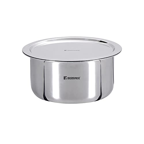 Bergner TriPro Tri-Ply Stainless Steel 14cm Tope with Lid, Patila with Stainless Steel Lid, 1.3L Tope with Lid, Induction Base and Gas Ready, Easy-use Flared Rim, 5-Year Warranty by Bergner