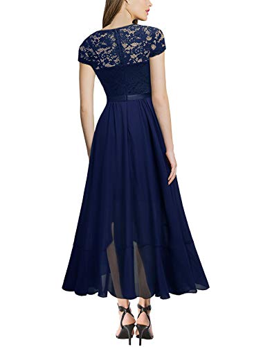 Image of Miusol Women's V Neck Elegant Lace Ruffle Bridesmaid Maxi Dress
