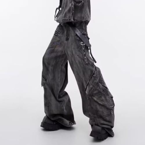 Jeans for Men Baggy High Waisted Trendy Streetwear Wide Leg Denim Cargo Pants4