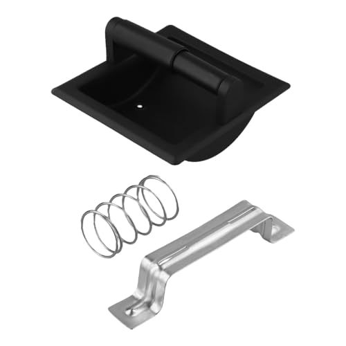 Tidevib Portarrollos de papel higiénico empotrable para almacenamiento de baño, dispensador de pañuelos de acero inoxidable negro, 155 x 155 x 48 cm