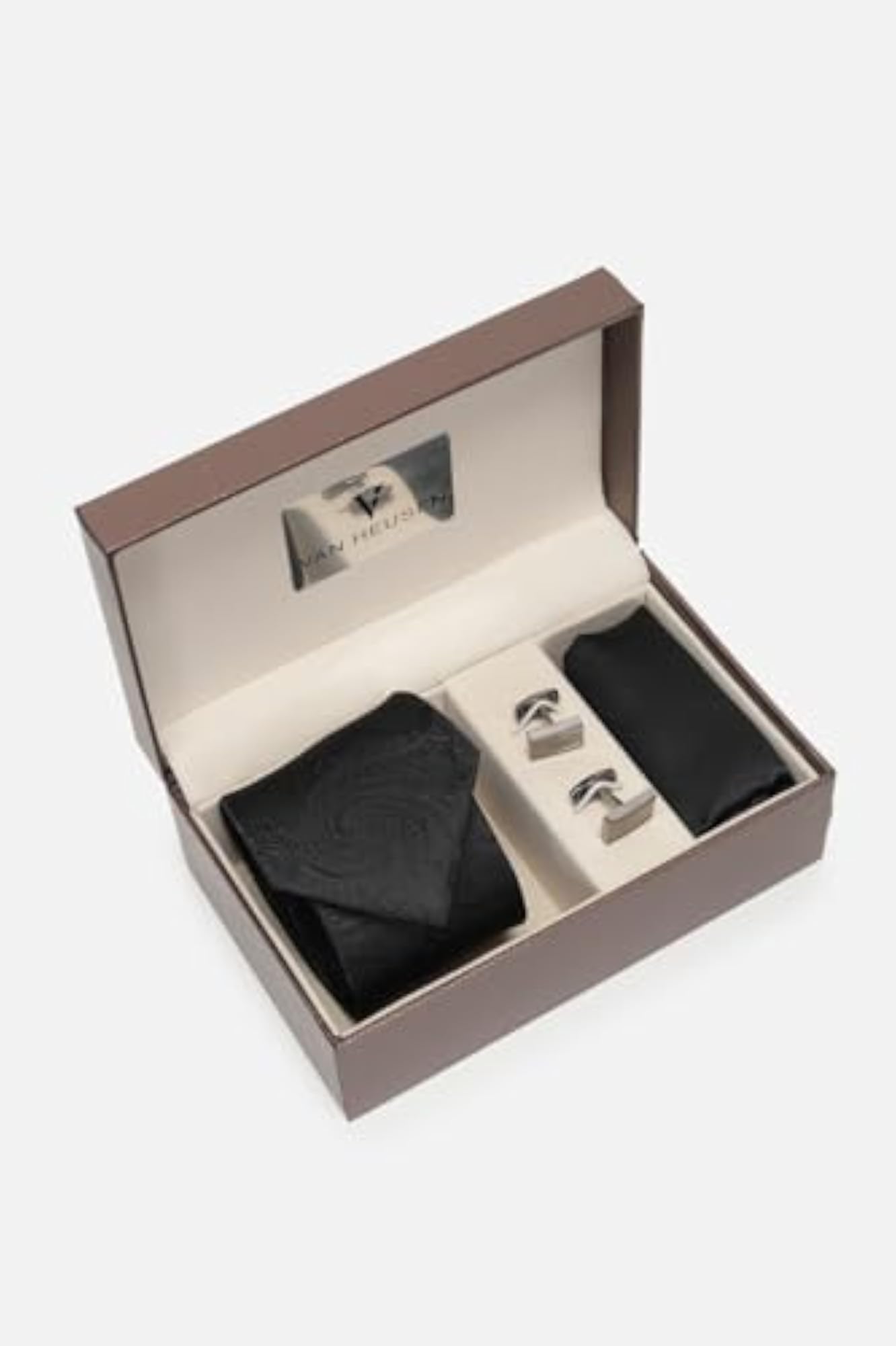 Men's Black Party Tie Pocket Square and Cufflink Set