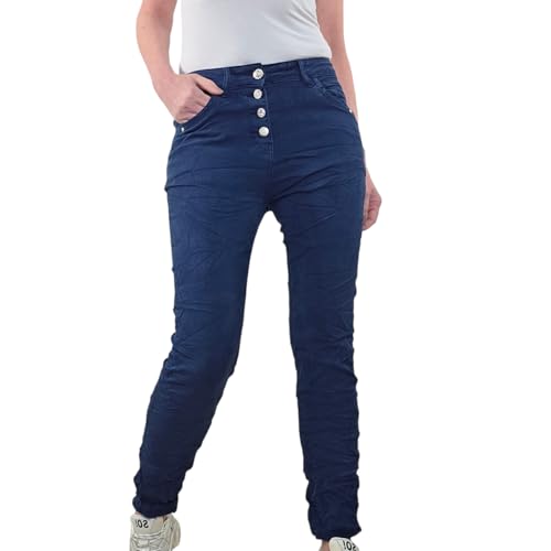 Jean stretch pour femme coupe boyfriend, pantalon sergé confortable à boutonnière