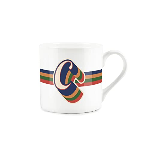 Purely Home Retro Alphabet Letter C Mug - Bone China White Coffee Tea Present Personalised Initial Gift - Image 3