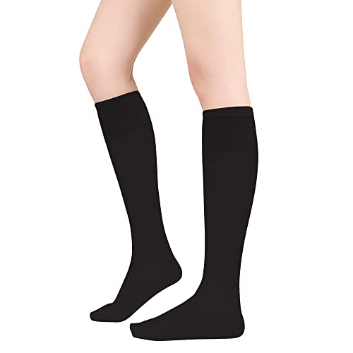 Image of DOOVID Casual Knee High Socks for Women Tube Socks Elasticity Athletic Socks Thin Stripe Knee High Stockings