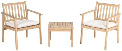 BAÏTA – 2 seater Rio garden lounge in FSC bleached Acacia Wood with raw cushions, Banquet set, armchairs and coffee table Outdoor Furniture BAÏTA – 2 seater Rio garden lounge in FSC bleached Acacia Wood with raw cushions, Banquet set, armchairs and coffee table Outdoor Furniture