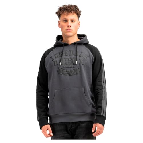 Sweat-shirt à capuche homme Lonsdale London Linnfoots anthracite et noir coupe regular