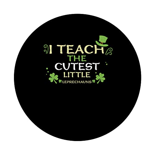 Teacher: I Teach The Cutest Little Lepr... St. Patrick's Day PopSockets Swappable PopGrip, Black - Image 3