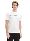 TOM TAILOR Herren 1037803 T-Shirt mit Streifen-Print & Logo, 20000-White, XXL