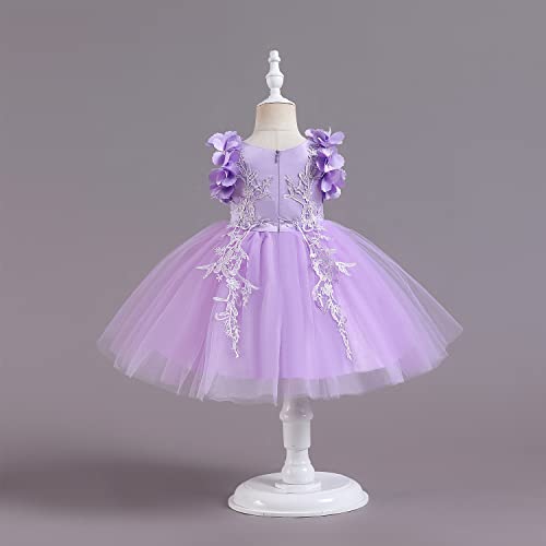 Flower Girl Lace Dress Toddler Tulle Sleeveless Bow Princess Party Wedding Pageant Bridesmaid (0-6T)3