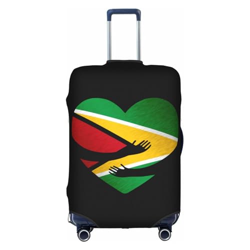 Travel Luggage Cover Guyana Flag Heart Fashion Washable Baggage Suitcase Protector Fit For Luggage X-Large