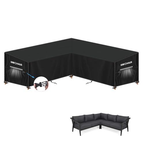 SIMPHAUS Housse Exterieure Canape Dangle Housse de Protection pour Canapé D'angle Housses de Canapé D’extérieur Housses de Canape en Forme de V Anti UV...