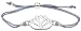 Produktbild Milosa Armband Lotusblume Silber Handmade Damen Kinder - Größenverstellbares Textil Band Grau - Armband Frauen, Geschenk