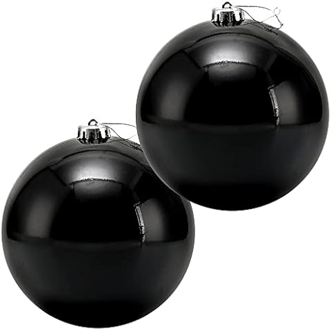 Lanpn Extra Large Christmas Baubles, XL Giant Big Oversized Huge Shatterproof Christmas Ornaments Plastic Balls for Outdoor Outside Christmas Tree Decor Decorations (20cm/200mm, 2 Packs, Black) Cover