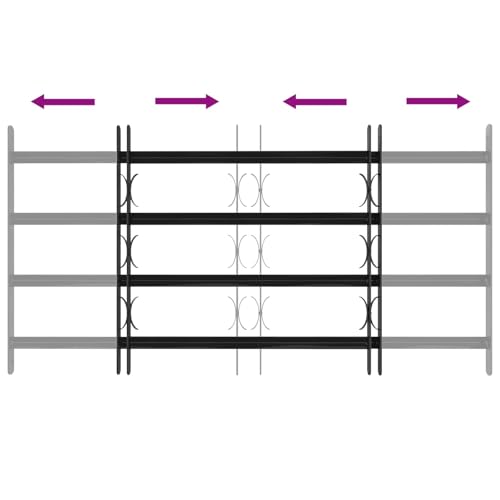 Miniatura 6 de Vidaxl Rejilla De Ventana Negro 115 X 60 Cm, Sala De Estar, Moderno, Muebles Ajustables En Ancho, Diseño Versátil Para Máximo Confort, Soluciones Que Ahorran Espacio, Opción Estilosa