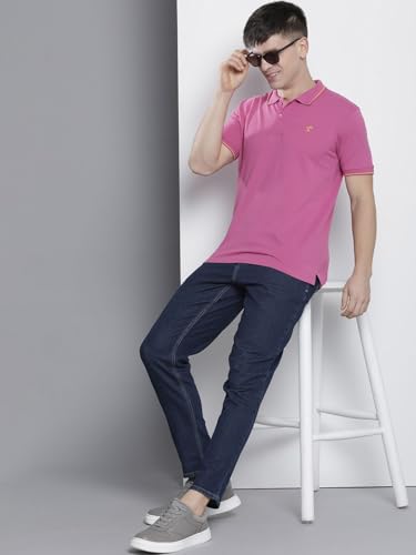 Image of The Indian Garage Co Men Slim Fit Solid Polo Neck Half Sleeves Tshirt