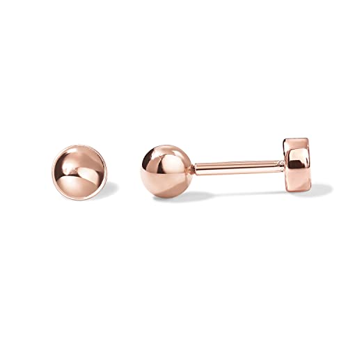 Image of PAVOI 14K Gold Plated Solid 925 Sterling Silver Posts Dainty Ball Stud Flatback Earrings for Women - Cartilage Helix Piercing Jewelry - Small Screwbacks Stud Earrings for Women