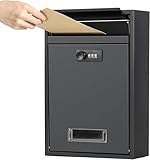 Cassetta delle lettere da parete, impermeabile, in acciaio, con serratura a combinazione, 32 x 21,7 x 8,5 cm, cassetta delle lettere di sicurezza grande, per esterni, casa, ufficio, scuola
