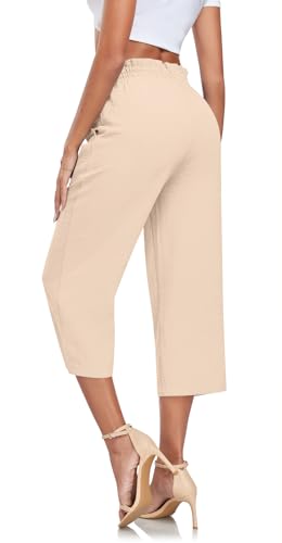 Aodemo Women's Wide Leg Capri Pants Loose Work Pants with Pockets2