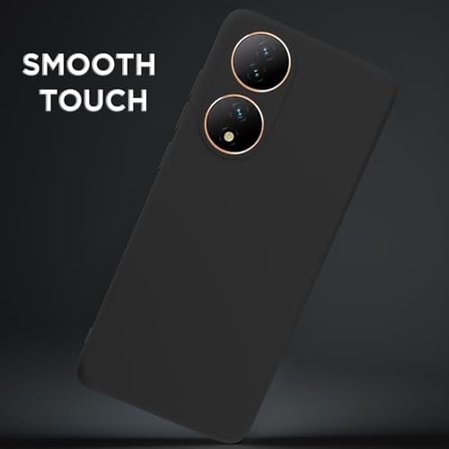 Image of Outlouders Back Cover for Vivo Y100 5G | Camera Protection | Durable Soft Matte Silicone Bumper Case (Black)