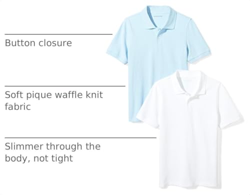 Image of Amazon Essentials Toddler Boys' School Uniform Short-Sleeve Pique Polo Shirts, Breathable Cotton, Button Closure, Multipacks