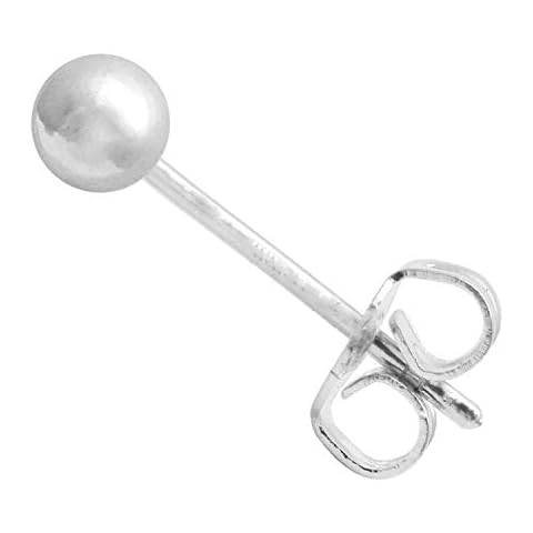SINGLE Sterling Silver Ball Stud Earring For Boys Men ~ 4mm Diameter Cover