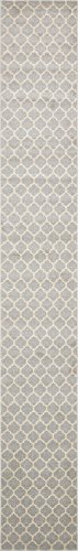 Unique Loom Trellis Collection Moroccan Lattice Light Gray Runner Rug