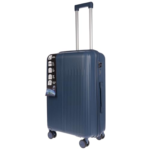 Christian Wippermann Koffer L 80L - Robuster ABS Hartschalenkoffer Größe L 44x66x28 cm - Leicht mit Schloss - 4 Rollen 360 Drehbar - Ideal für Reisen - Mittelgroßer, Leichter Rollkoffer, Navy