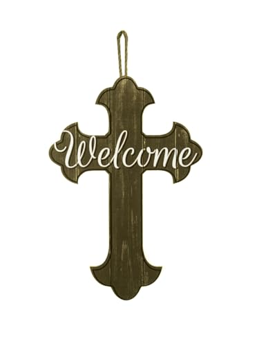 GiftWrap Etc. Welcome Cross Front Door Sign - 16" x