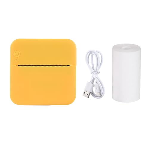 Dioche Sticker Printer, Portable Printer Built in Lithium Batteries Supports Connection Without Ink Black and White Printable Mini Printer ForPicture,Webpage,Text,Memo,List (Yellow)