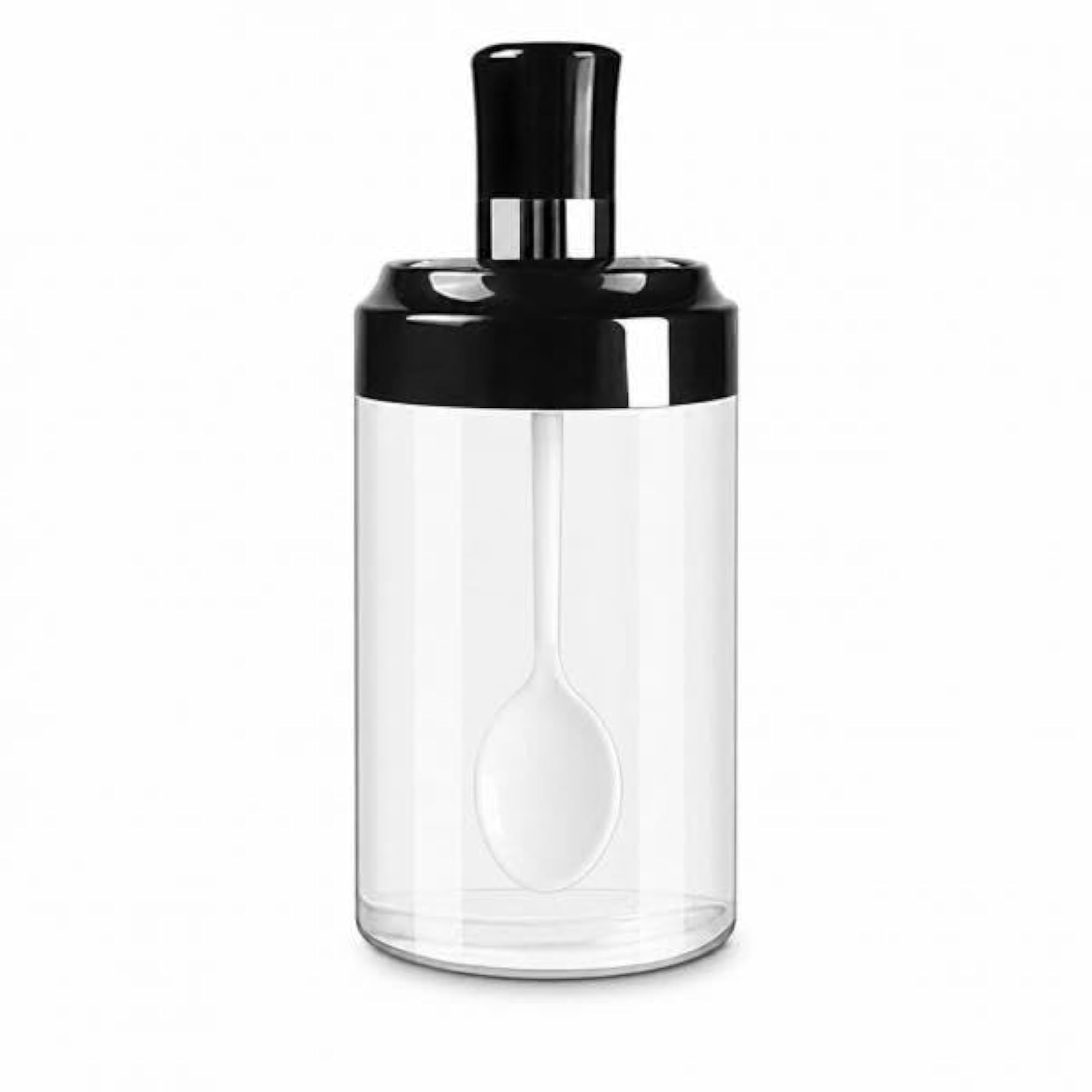3x Glass Salt Shaker with Spoon Set, Stylish Kitchenware
