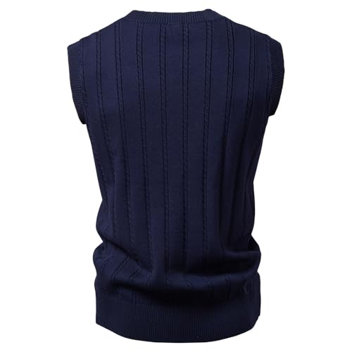 Men's V-Neck Sleeveless Sweater Vest, Business Casual Style, Viscose Polyester Blend, Cable Knit Pattern, Slim Fit2