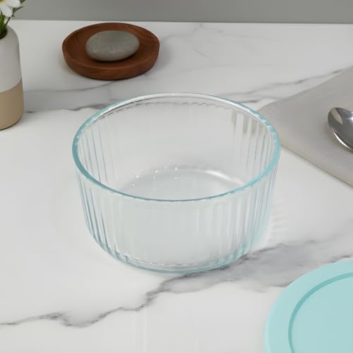 Image of Femora Borosilicate Glass Round Food Storage Containers with Airtight Lids Set of 4 (230ml, 460ml, 950ml, 1650ml) | Multicolour | Microwave, Oven & Dishwasher Safe | Leakproof Meal Prep Containers