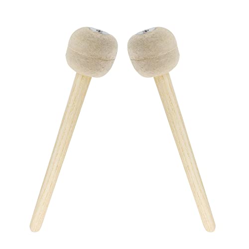 Biaungdo 2 Pack Drum Mallet, 13' Wool Felt Drum Stick, Bass Drum Mallet Drum Stick, Anti-slip Bass Percussion Sticks, Beige