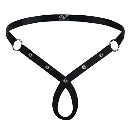 JFAN Tanga Hombre Sexy Lenceria Correa Sin Tirantes Anillo De Los Ropa Interior con O-Ring para Hombre Jockstrap con Hueco Calzoncillos Negro