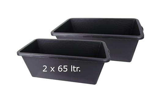 Vaschetta per malta 65 l Profi-Line | Contenitore per malta 65 litri | in robusta plastica flessibile | 30,5 x 80 x 40 cm | Made in Germany (2 x 65 ltr.)