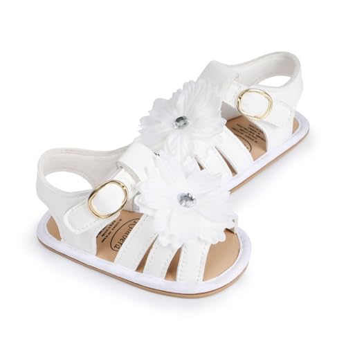 Image of HsdsBebe Baby Girls Sandals Bohemia Flower Bow Soft Sole Toddler First Walkers Beach Summer Shoes