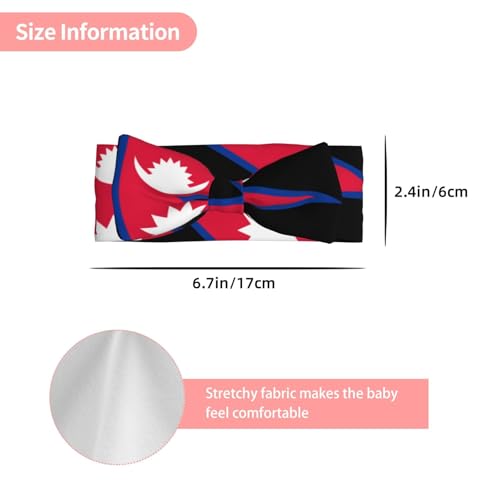 Flag of Nepal Baby Bow Headband. Comfortable baby headband, suitable for daily wear and photo props.3