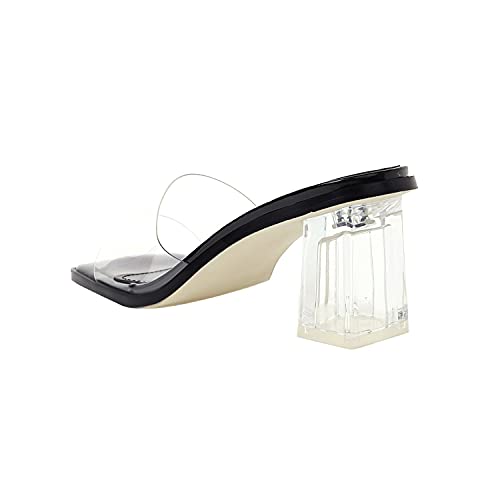 Image of vivianly Women's Low Block Heels Sandal Clear Shoes